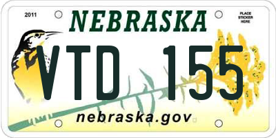 NE license plate VTD155