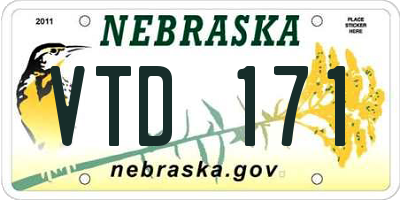NE license plate VTD171