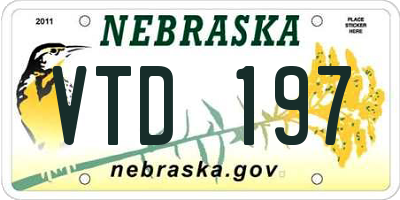 NE license plate VTD197