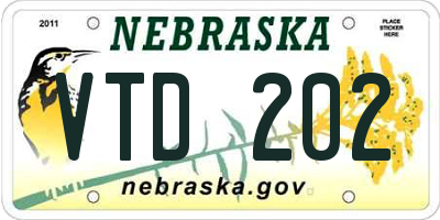 NE license plate VTD202