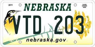 NE license plate VTD203