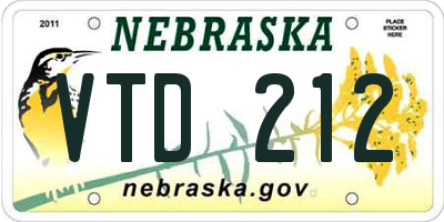 NE license plate VTD212