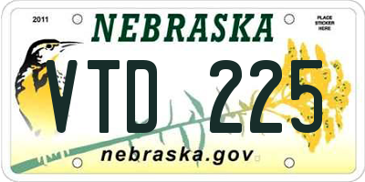 NE license plate VTD225