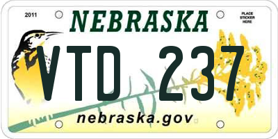 NE license plate VTD237