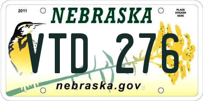 NE license plate VTD276