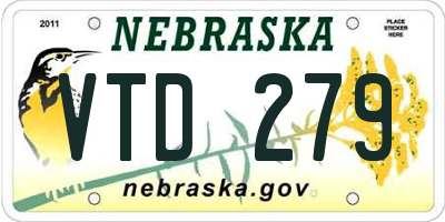 NE license plate VTD279