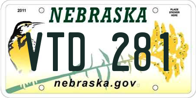 NE license plate VTD281