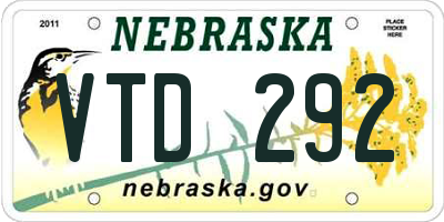 NE license plate VTD292