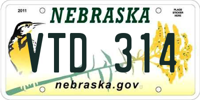 NE license plate VTD314