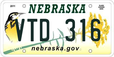 NE license plate VTD316