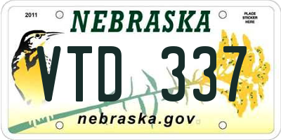 NE license plate VTD337