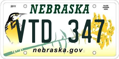 NE license plate VTD347
