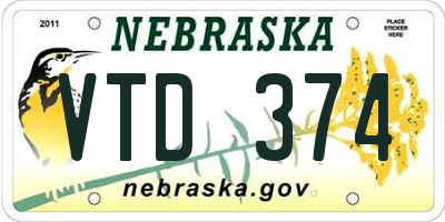 NE license plate VTD374