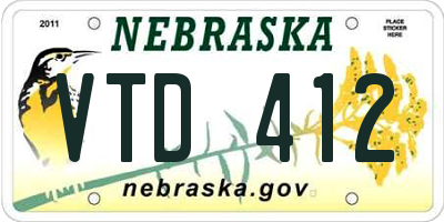NE license plate VTD412