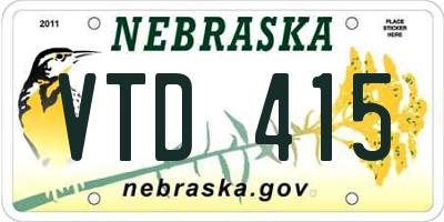 NE license plate VTD415