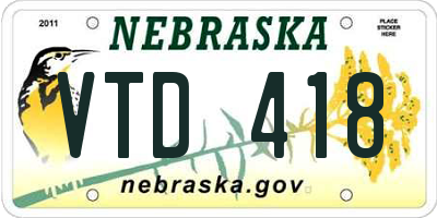 NE license plate VTD418