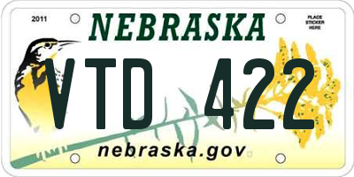NE license plate VTD422