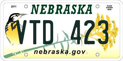 NE license plate VTD423