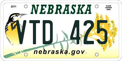 NE license plate VTD425