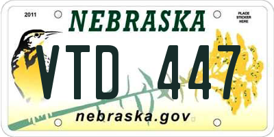 NE license plate VTD447