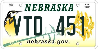 NE license plate VTD451
