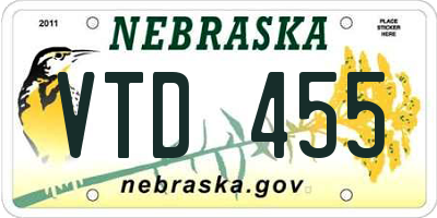 NE license plate VTD455