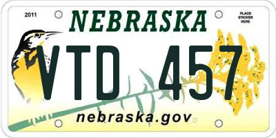 NE license plate VTD457