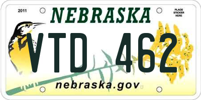 NE license plate VTD462