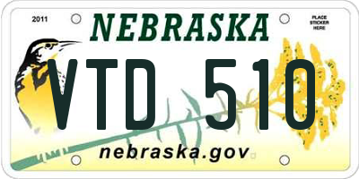 NE license plate VTD510