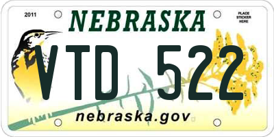 NE license plate VTD522