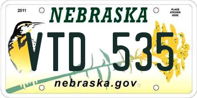 NE license plate VTD535