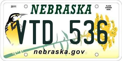 NE license plate VTD536
