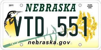 NE license plate VTD551