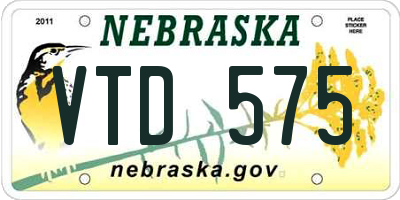 NE license plate VTD575