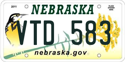 NE license plate VTD583