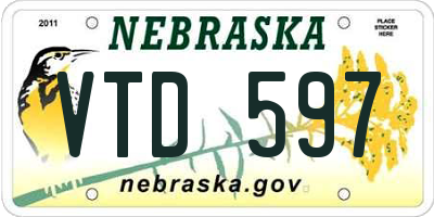 NE license plate VTD597
