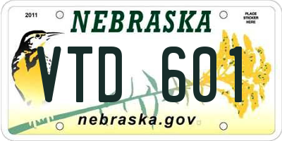 NE license plate VTD601