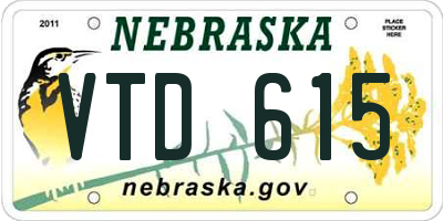 NE license plate VTD615