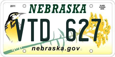 NE license plate VTD627