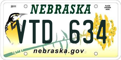NE license plate VTD634