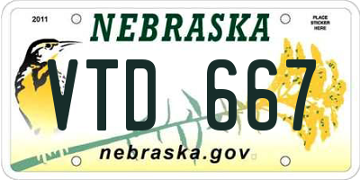 NE license plate VTD667