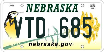 NE license plate VTD685
