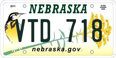NE license plate VTD718