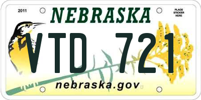 NE license plate VTD721