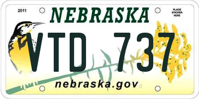 NE license plate VTD737