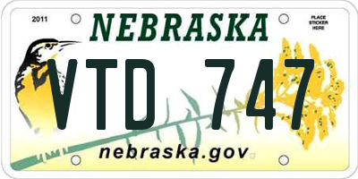 NE license plate VTD747
