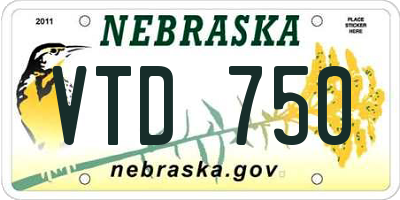 NE license plate VTD750