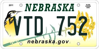 NE license plate VTD752