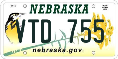 NE license plate VTD755