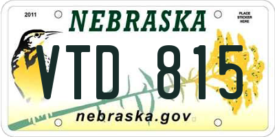 NE license plate VTD815